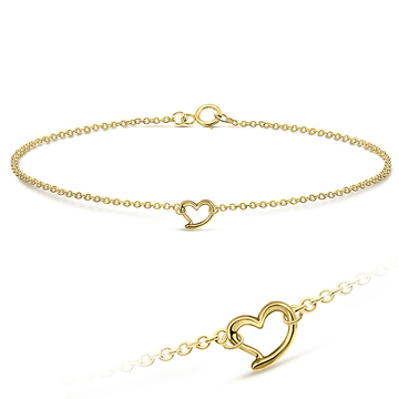 Cutie Heart Gold Plated Silver Anklet ANK-108-GP